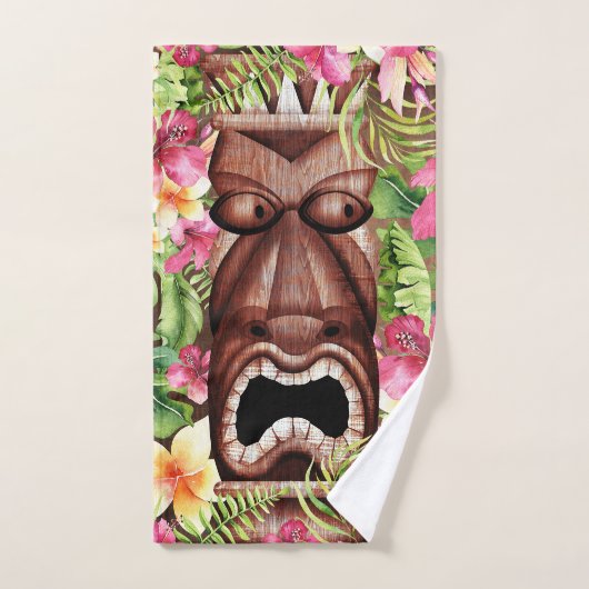 Houten Hawaiiaanse Tiki Luau Zomer Tropisch Bad Handdoek (Handdoek)
