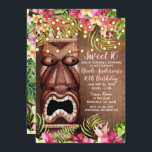 Houten Hawaiian Tiki Luau Zomer Sweet 16 Party Kaart<br><div class="desc">aanpassen voor elke gebeurtenis</div>