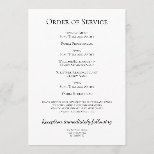 Houten hek Wildflowers Funeral Service Memorial Programmakaart (Achterkant)