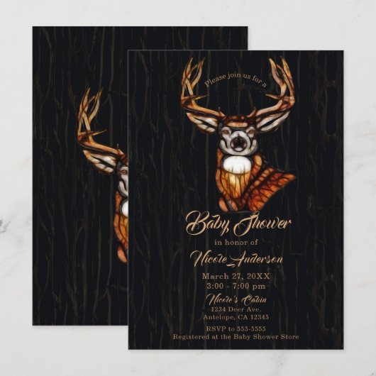 Houten Heren Rustiek Country Baby shower Kaart (Voorkant / Achterkant)