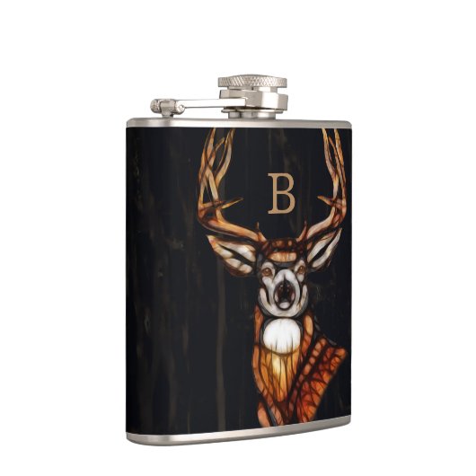 Houten Heren Rustiek Land Uniek Monogram Heupfles (Rechts)