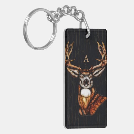 Houten Heren Rustiek Land Uniek Monogram Sleutelhanger (Voorkant Links)