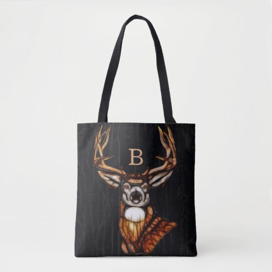 Houten Heren Rustiek Land Uniek Monogram Tote Bag (Voorkant)