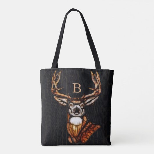 Houten Heren Rustiek Land Uniek Monogram Tote Bag (Achterkant)