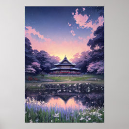 Houten herenhuis te midden van Natuur omhelzing Poster