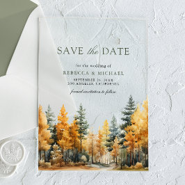 Houten Herfst Bos Bruiloft Save the Date Acryl Uitnodigingen