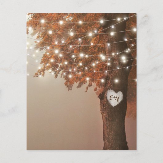 Houten herfst hart boom trouw uitnodiging met een  (Achterkant)