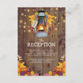 Houten Herfst Lichten Herfstbladeren Trouwreceptie Informatiekaartje (Voorkant)