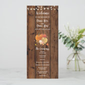 Houten Herfst Pompoen Trouwprogramma Details Rusti Kaart (Staand voorkant)