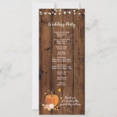Houten Herfst Pompoen Trouwprogramma Details Rusti Kaart (Achterkant)