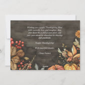 Houten Herfst Pompoenen en Bladeren Prettig Thanks Feestdagenkaart (Achterkant)