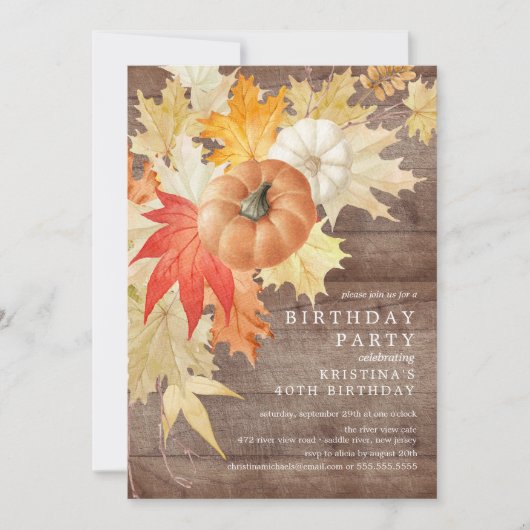 Houten herfst verjaardagsuitnodiging kaart (Voorkant)