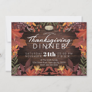 Houten herfstblad thanksgiving diner bedankkaart