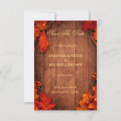 Houten Herfstbladeren in Landelijke Stijl Save The Date (Voorkant)