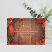 Houten Herfstbladeren met een Rustieke Uitstraling Bedankkaart (Staand voorkant)