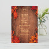 Houten Herfstbladeren met een Rustieke Uitstraling Kaart (Staand voorkant)