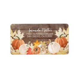 Houten Herfstbladeren Pompoenen Retouradres Label