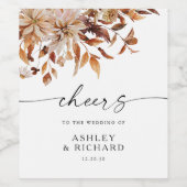 Houten Herfstbladeren Trouw Wijnfles Etiket (Enkel label)