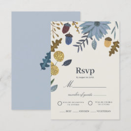 Houten herfstbladeren vallen trouw-RSVP Kaart