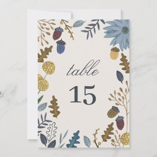Houten herfstbladeren vallen trouwtafel nummer kaart (Voorkant)