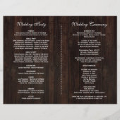 Houten herfstloof wijnvat trouwprogramma flyer (Achterkant)