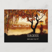 Houten herfstmeer uitzicht Save the Date-ansichtka Aankondigingskaart (Voorkant)