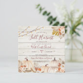 Houten herfstplukfeest, herfstfeest, herfstgemeens kaart (Staand voorkant)