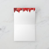 Houten herfsttrouw rode bladeren & snoerlichtjes bedankkaart (Binnen)