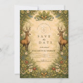 Houten Herten Bruiloft Vintage Save The Date (Voorkant)