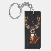 Houten Herten Landelijk Uniek Monogram Sleutelhanger (Voorkant Links)