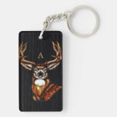 Houten Herten Landelijk Uniek Monogram Sleutelhanger (achterkant)