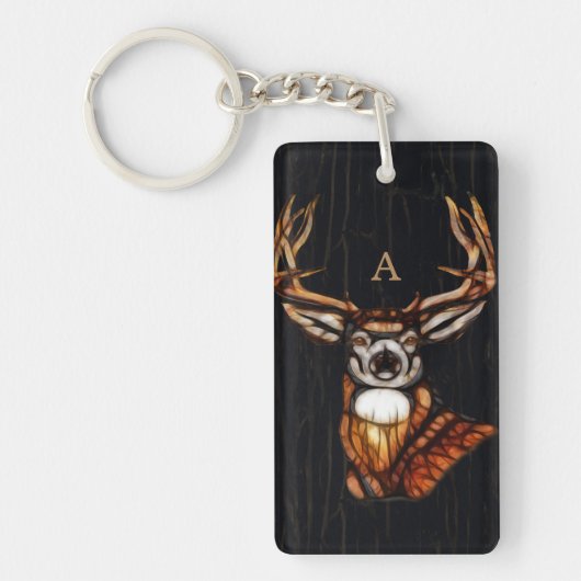 Houten Herten Landelijk Uniek Monogram Sleutelhanger (Voorkant)