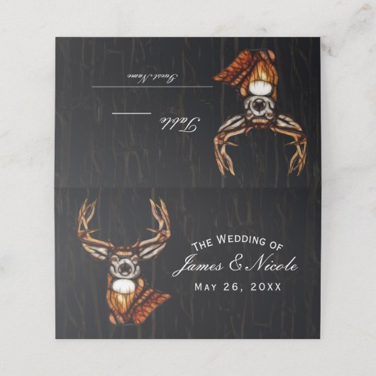 Houten Herten Rustiek Landelijk Tafelnummer Plaatskaartje (Buitenkant ongevouwen)