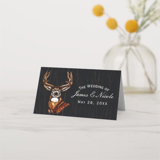 Houten Herten Rustiek Landelijk Tafelnummer Plaatskaartje (Voorkant)