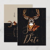 Houten Herten Rustieke Landelijke Save the Date Aankondigingskaart (Voorkant / Achterkant)