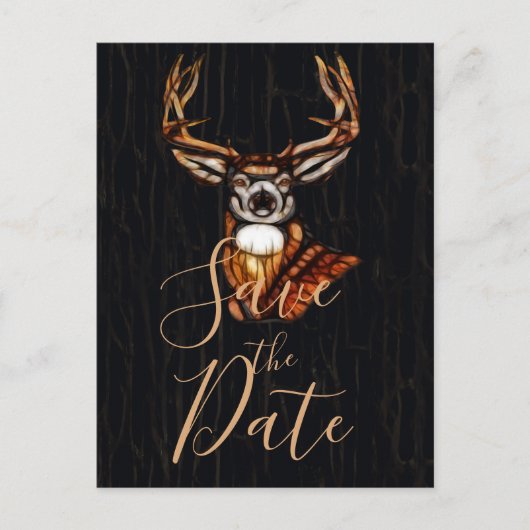 Houten Herten Rustieke Landelijke Save the Date Aankondigingskaart (Voorkant)