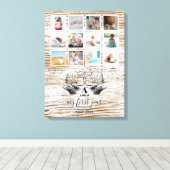 Houten hertenbaby eerste jaar fotocollage canvas afdruk (Insitu (Houten vloer))