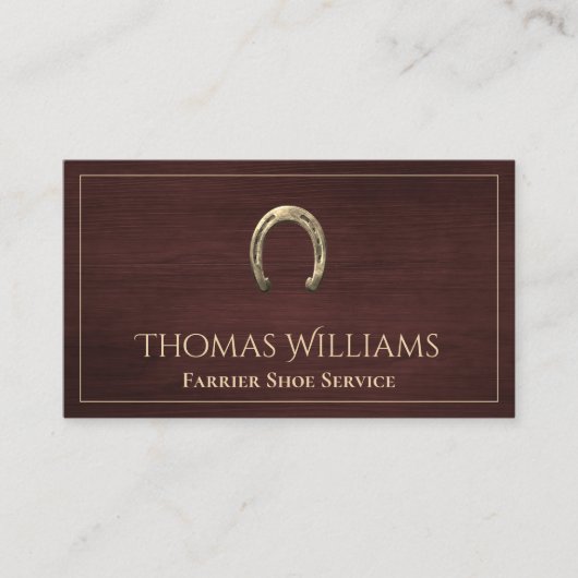Houten Hoefijzer Paardensportdienst Visitekaartje (Voorkant)