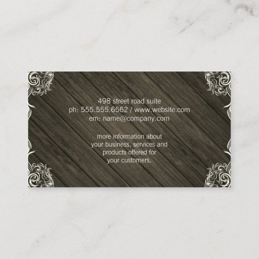 Houten Hoekversieringen in Landelijke Stijl Visitekaartje (Achterkant)