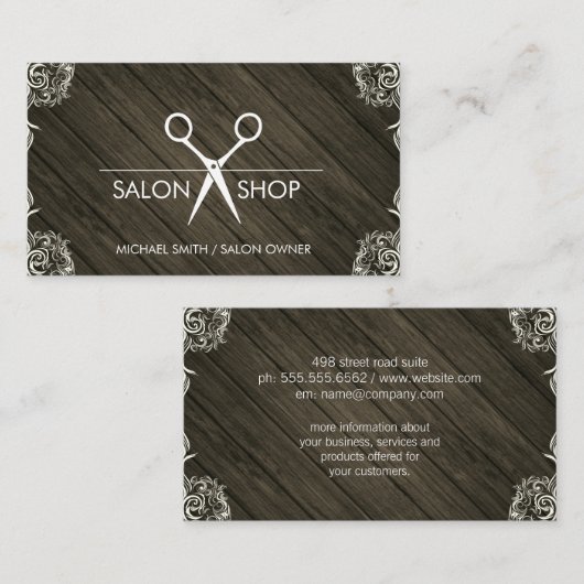 Houten Hoekversieringen in Landelijke Stijl Visitekaartje (Voorkant / Achterkant)