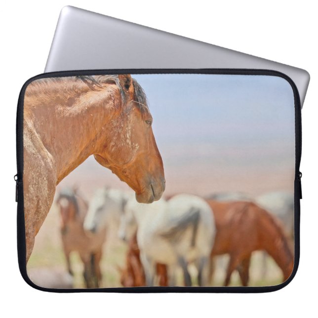 Houten hoes voor wilde paardenlaptop (Voorkant)