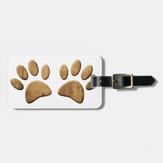 Houten Hond Pootafdruk Bagagelabel (Voorkant horizontaal)