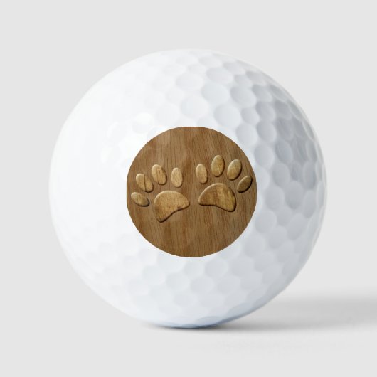 Houten Hond Pootafdrukken Golfballen (Voorkant)