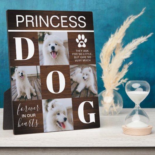 Houten Hondengedenkfoto met Landelijke Sfeer Fotoplaat (Zijkant)