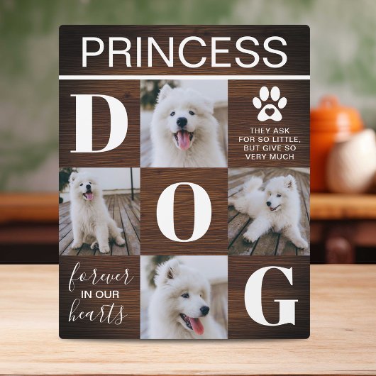 Houten Hondengedenkfoto met Landelijke Sfeer Fotoplaat