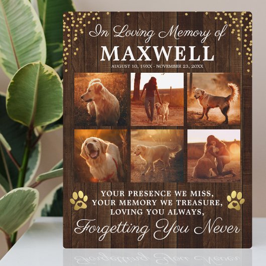 Houten Hondenherdenkingsbord met Landelijke Uitstr Fotoplaat