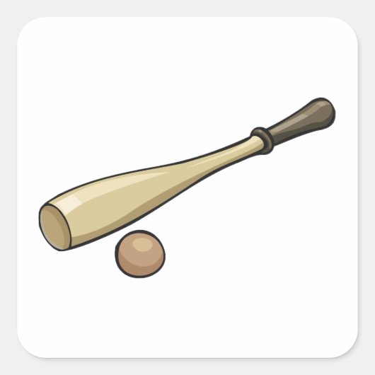 Houten honkbalbak vierkante sticker (Voorkant)