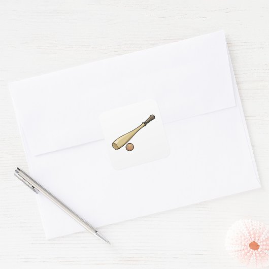 Houten honkbalbak vierkante sticker