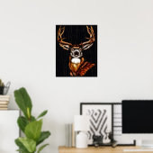 Houten hout Deer Rustic Country Cabin Unique Art Poster (Thuiskantoor)
