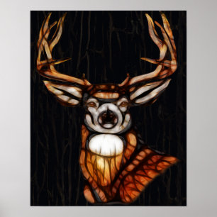Houten hout Deer Rustic Country Cabin Unique Art Poster